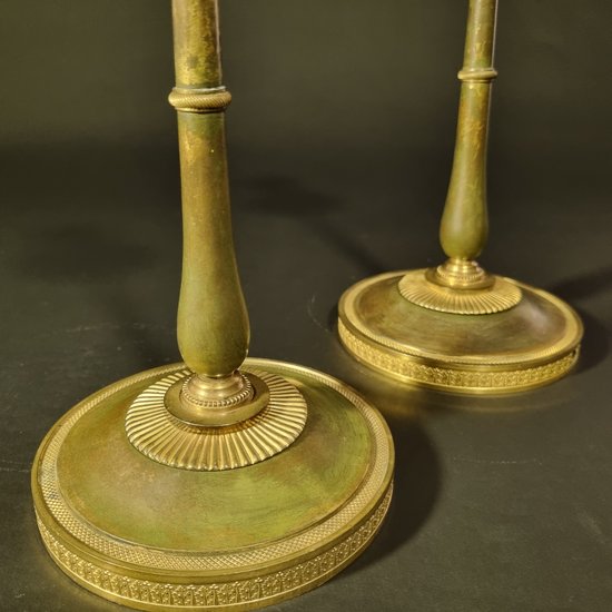 Claude Galle: Rare pair of candlesticks from the Empire-Consulate period.