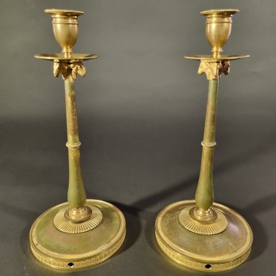 Claude Galle: Rare pair of candlesticks from the Empire-Consulate period.