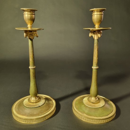 Claude Galle: Rare pair of candlesticks from the Empire-Consulate period.