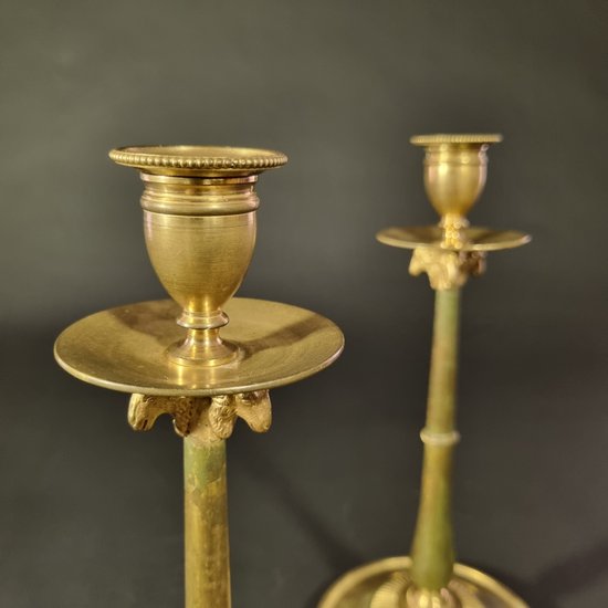 Claude Galle: Rare pair of candlesticks from the Empire-Consulate period.