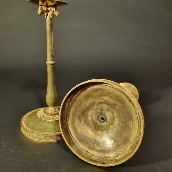 Claude Galle: Rare pair of candlesticks from the Empire-Consulate period.