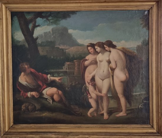 Jacques-Antoine Vallin, Il Giudizio Di Paride, Olio Su Tela, Fine Settecento.