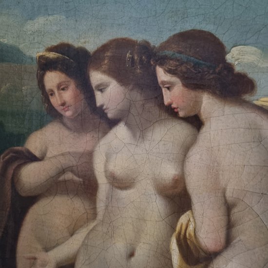 Jacques-Antoine Vallin, Il Giudizio Di Paride, Olio Su Tela, Fine Settecento.