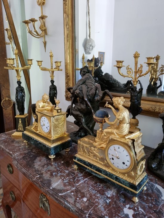 Bellissimo Pendolo Firmato Per Lo Studio Dell'Astronomia, Periodo Impero.