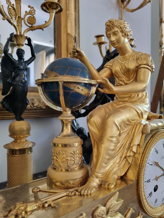 Bellissimo Pendolo Firmato Per Lo Studio Dell'Astronomia, Periodo Impero.