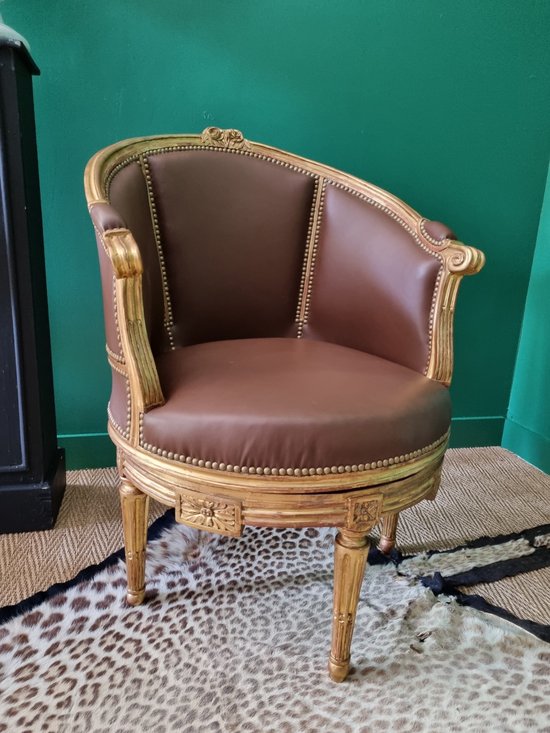 Sulpice Brizard, Exceptionnel Fauteuil De Bureau Tournant, d'époque Louis XVI.