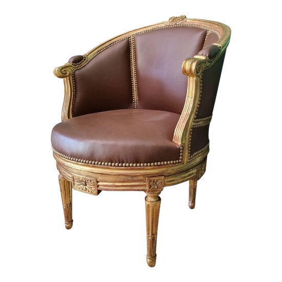 Sulpice Brizard, Exceptionnel Fauteuil De Bureau Tournant, d'époque Louis XVI.