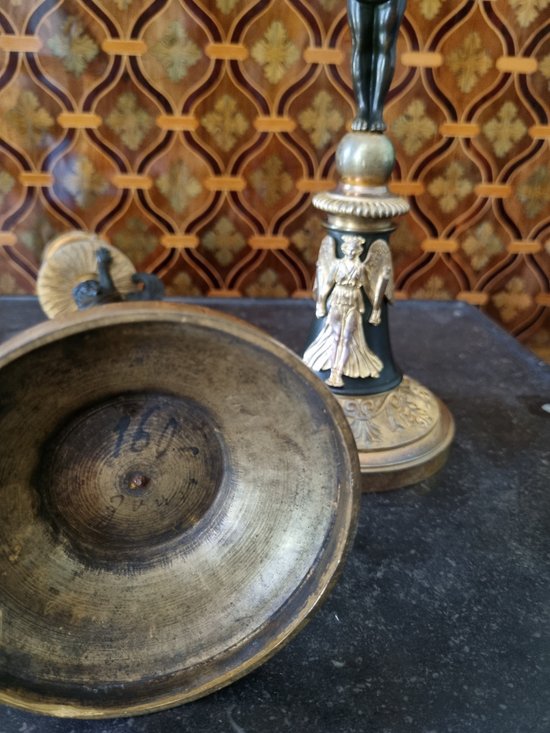 Empire Period, Large Pair Of Candlesticks With Genies.