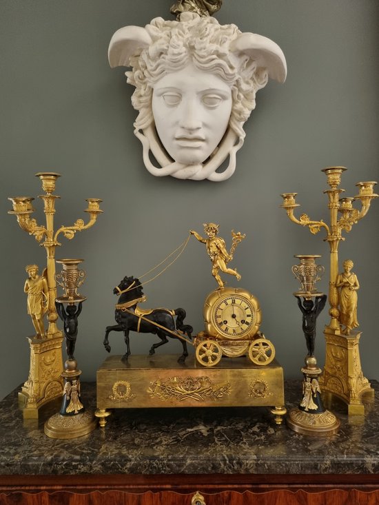 Empire Period, Large Pair Of Candlesticks With Genies.