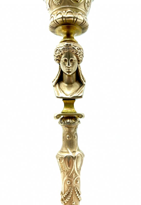 Pair of Barbédienne foundry candlesticks in bronze