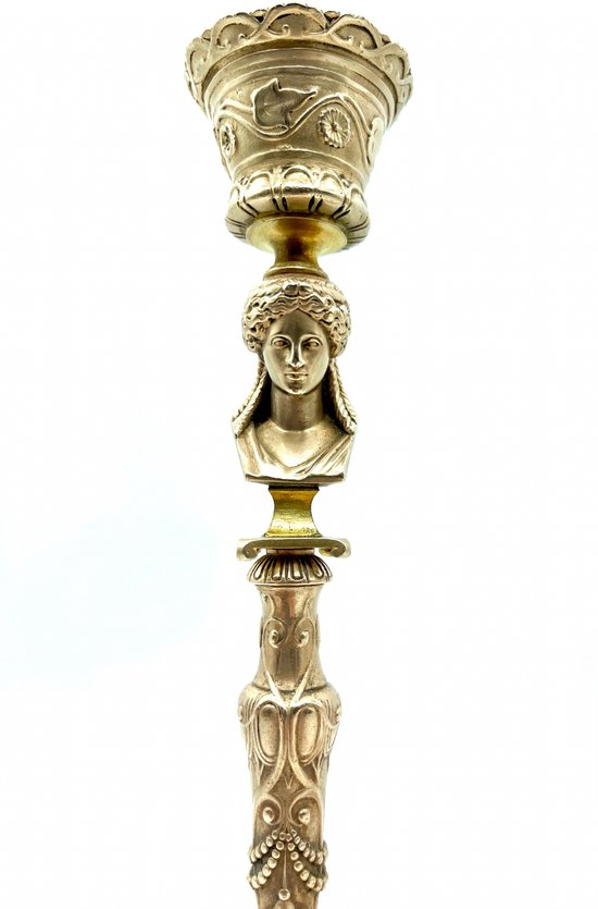 Pair of Barbédienne foundry candlesticks in bronze
