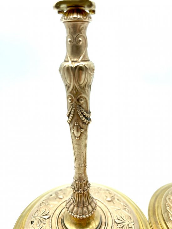 Pair of Barbédienne foundry candlesticks in bronze