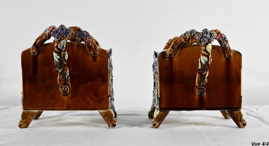 Pair of Barbotine Planters, G. De Bruyn - 1900s