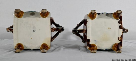 Pair of Barbotine Planters, G. De Bruyn - 1900s