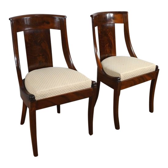 Pair of Mahogany Gondola Chairs - Early 20th Century