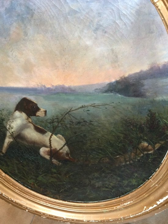 Georges DROUIN  « lièvre et chien de chasse »