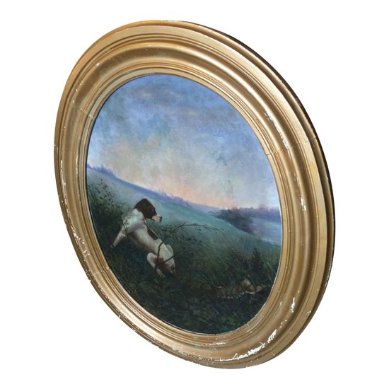Georges DROUIN  « lièvre et chien de chasse »