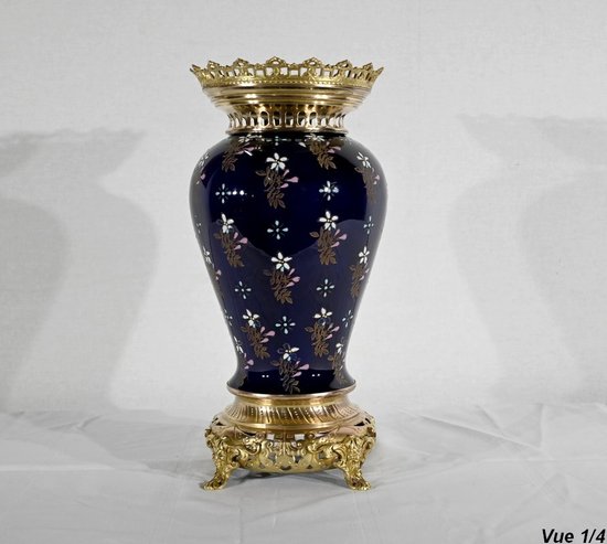 Ceramic and gilded bronze vase, Manufacture Boch Frères Keramis - End of XIXth century