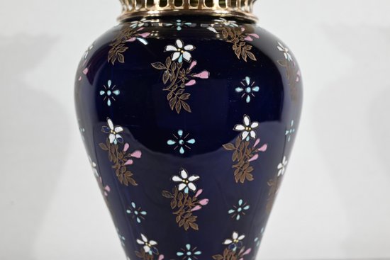 Ceramic and gilded bronze vase, Manufacture Boch Frères Keramis - End of XIXth century