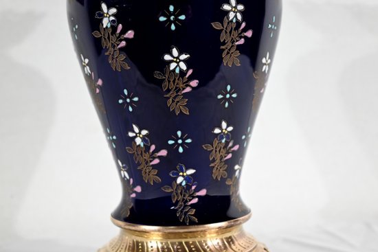 Ceramic and gilded bronze vase, Manufacture Boch Frères Keramis - End of XIXth century
