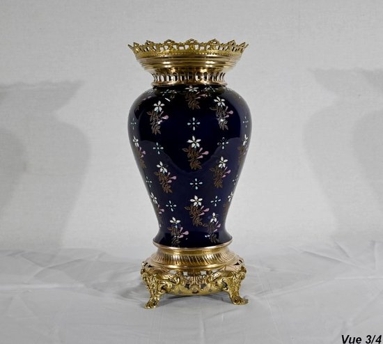 Ceramic and gilded bronze vase, Manufacture Boch Frères Keramis - End of XIXth century