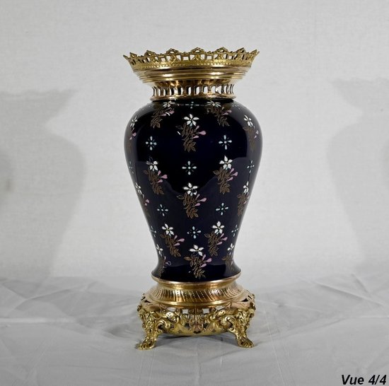 Ceramic and gilded bronze vase, Manufacture Boch Frères Keramis - End of XIXth century