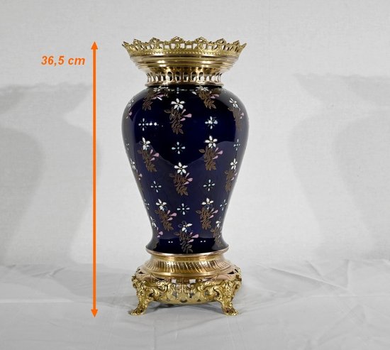 Ceramic and gilded bronze vase, Manufacture Boch Frères Keramis - End of XIXth century