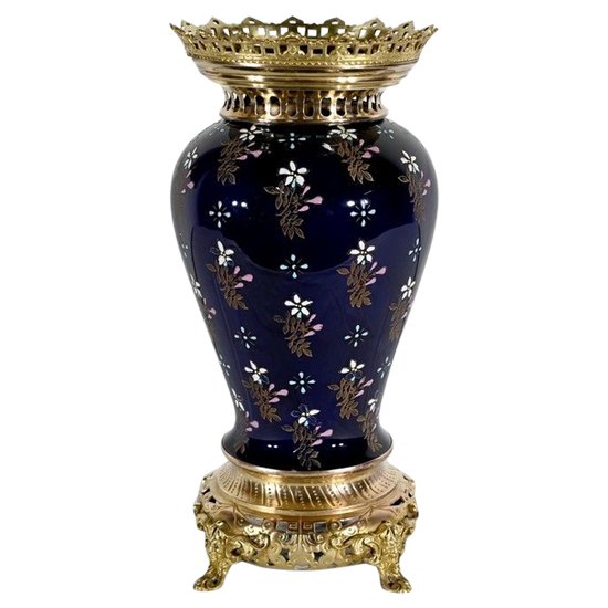 Ceramic and gilded bronze vase, Manufacture Boch Frères Keramis - End of XIXth century