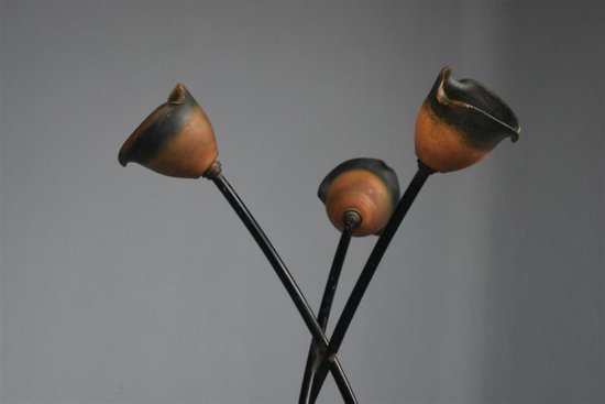1940s Wrought Iron 3 Tulip Lamp Base