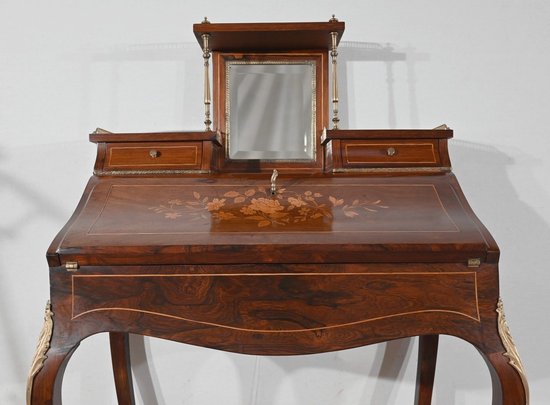 Piccola scrivania da donna in stile Luigi XV in palissandro impiallacciato - seconda metà del XIX secolo