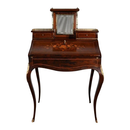 Small desk in Rosewood veneer, Louis XV style - 2nd part of the XIXth century