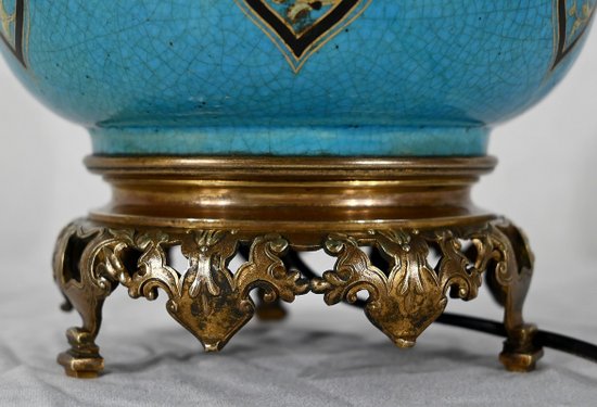 Coppia di lampade in porcellana e bronzo, Napoleone III - metà del XIX secolo