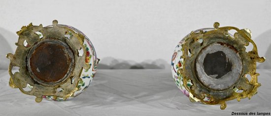 Coppia di lampade a olio, periodo Napoleone III - metà del XIX secolo