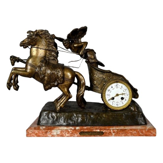 Importante Horloge en Régule « Course Romaine » de X.Raphanel – Fin XIXe