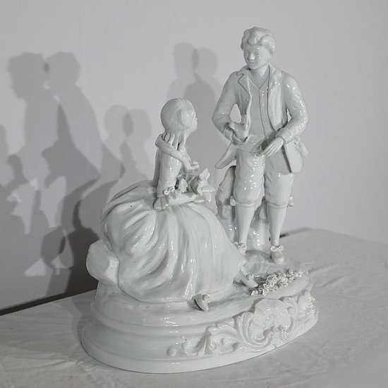 Earthenware " Couple of Galants ", after F.Boucher, Sèvres - End of XIXth century