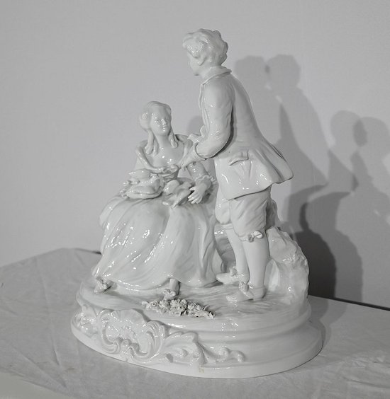 Earthenware " Couple of Galants ", after F.Boucher, Sèvres - End of XIXth century