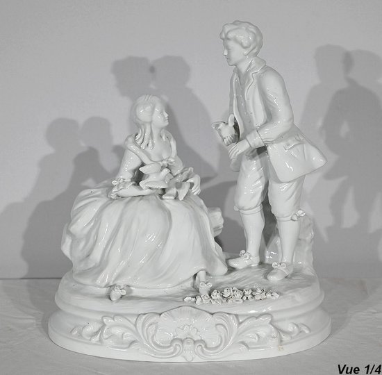 Earthenware " Couple of Galants ", after F.Boucher, Sèvres - End of XIXth century
