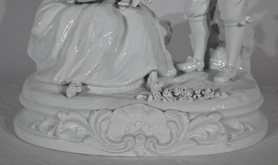 Earthenware " Couple of Galants ", after F.Boucher, Sèvres - End of XIXth century