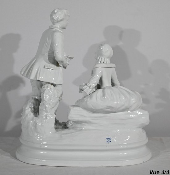 Earthenware " Couple of Galants ", after F.Boucher, Sèvres - End of XIXth century