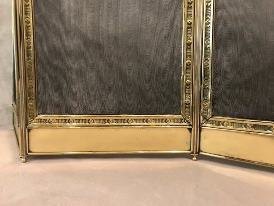 Focolare in ottone stampato del XIX secolo con archetto