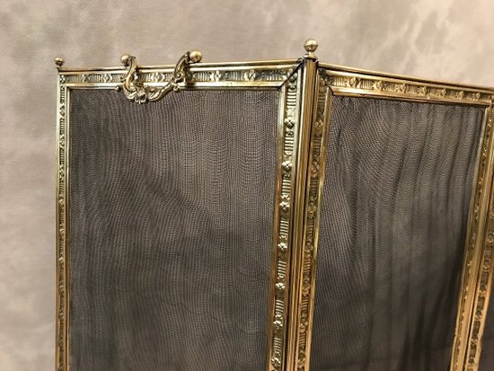 Focolare in ottone stampato del XIX secolo con archetto