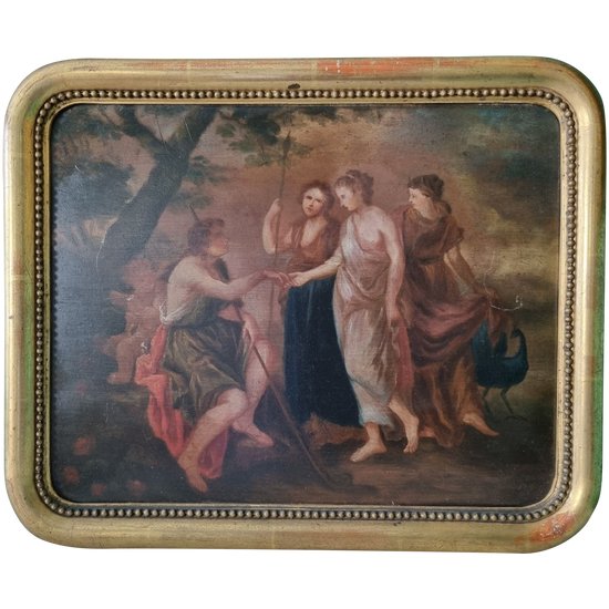 Ende des 18. Jahrhunderts, Das Urteil des Paris, Öl auf Tafel.