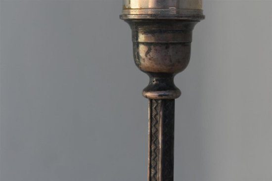 Rare Lampadaire En Métal Argenté Et Opaline Rose Par Maison Christofle époque 1900