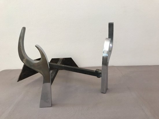 Chromed Metal Fireplace Accessories Set Circa 1970