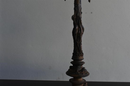 Coppia di grandi candelieri in bronzo di Jules Moigniez XIX