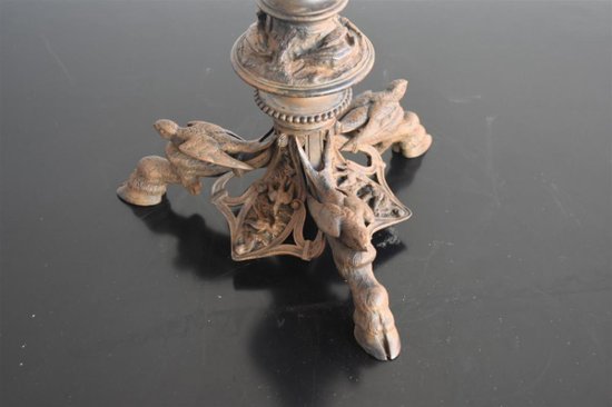 Coppia di grandi candelieri in bronzo di Jules Moigniez XIX
