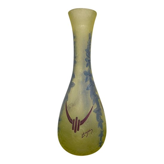 Legras - Grand Vase Art Déco En Verre Givré H: 36 cm