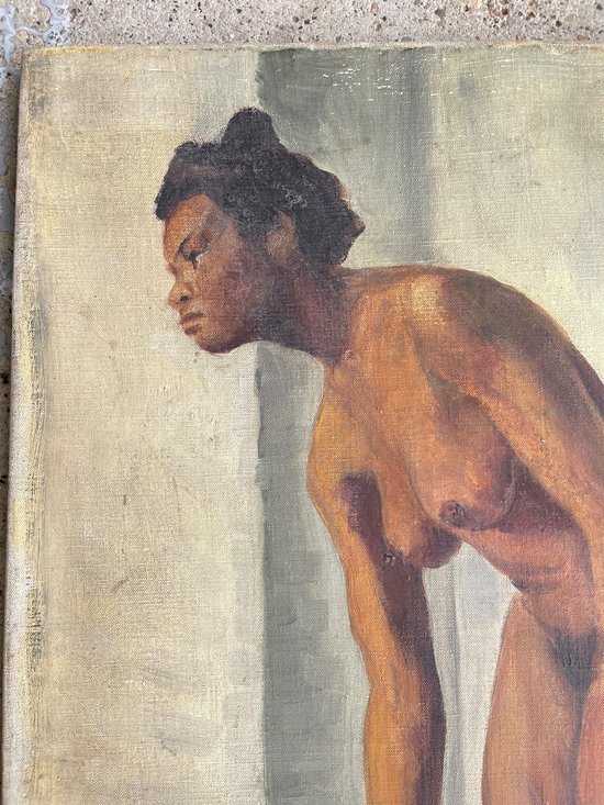 Portrait De Femme à La Jarre - Öl Auf Leinwand Anfang 20.