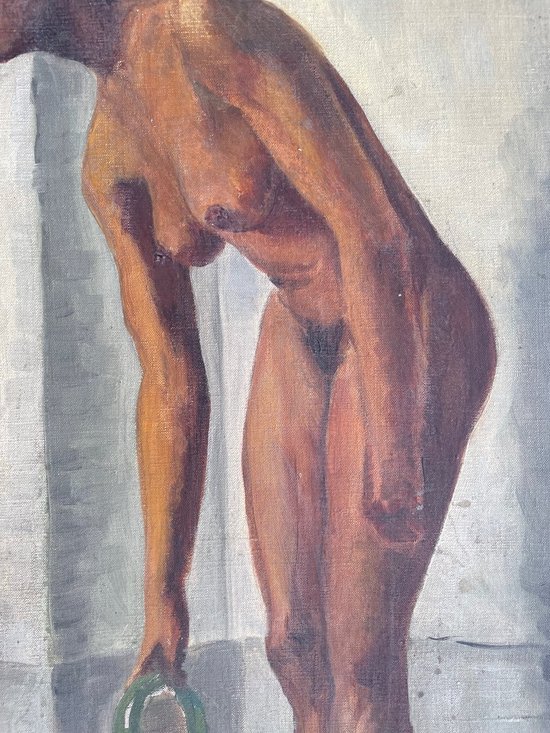 Portrait De Femme à La Jarre - Öl Auf Leinwand Anfang 20.