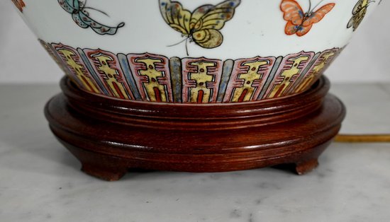 Bedeutende Lampe "Schmetterlinge" aus China Porzellan - 1960